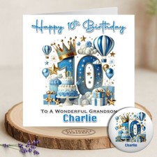 Boys 10th Birthday Card Personalised Grandson Son Nephew Godson Double Digits