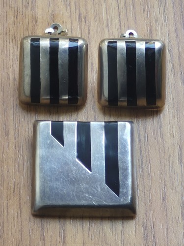 Vintage sterling onyx inlay - sterling,
