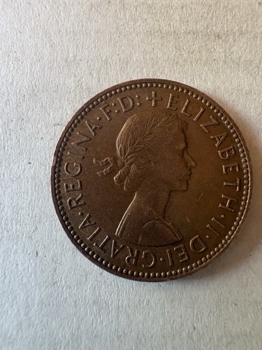 1965 half penny coin - half, coin.