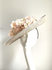 silver grey pink flower saucer