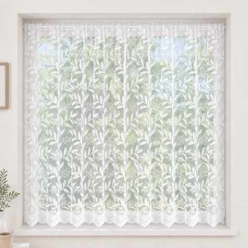 White floral leaf lace net - white,