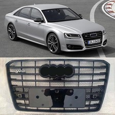 W12 Style Black Ring Strip Front Bumper Grille Fit For Audi A8 S8 D4 2014-2017