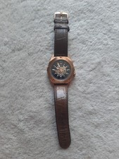 Rotary Men's Fusion Brown Leather Strap Skeleton Automatic Rose Gold Watch