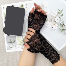Women Short Lace Sheer Gloves