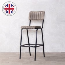 GREY FAUX LEATHER BAR STOOL