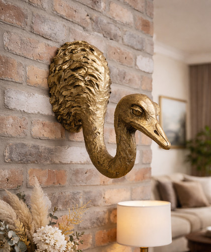 Gold ostrich head wall - ostrich,