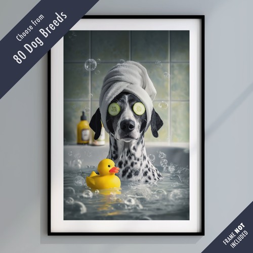 Funny dog bath print - bath,