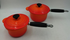 Le Creuset Saucepans Cast Iron Pans Set of 2 In Volcanic Orange Cast iron