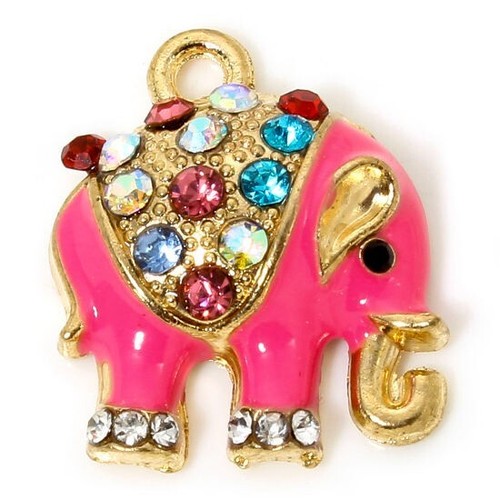 Pink elephant gold tone - 5,