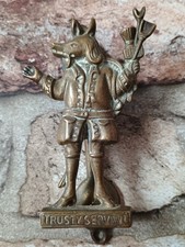 Vintage Hirocervus Trusty Servant Door Knocker Solid Brass 4" Winchester College