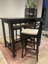 Bar Style Dining Table and 4 Chairs Set Wood Effect