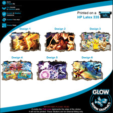 Pokemon Pikachu Hole in Wall Car Van Wall Decor Kids Bedroom Sticker Vinyl Decal