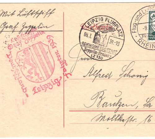 Germany zeppelin air mail card - zeppelin,