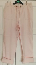 PEACOCKS PALE PEACHY PINK LINEN BLEND  TROUSERS SIZE 16