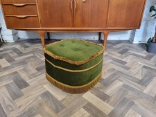 Vintage Mid-Century Sherborne Dark Green Velour Pouffe Footstool Retro 60's MCM
