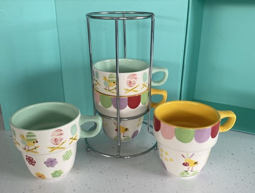 Hand painted stacking mugs - m&s,