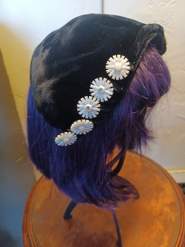 Vintage black velvet - vintage, half