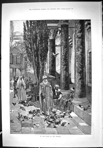 Original old antique print - old,