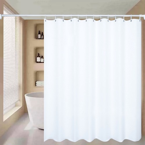 White fabric shower curtain - white,