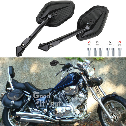 Pair black motorcycle rearview - black,