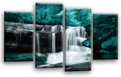 Waterfall wall art teal living - wall,