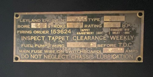 Leyland engine plate type e102 - leyland,