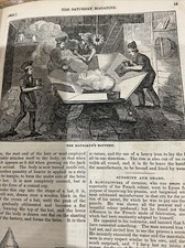 Antique Print 1835  Hatmaking