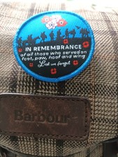 Remembrance Woven Sew on Badge with brooch fit Lest we forget