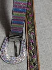 ANGEL RANCH buckle belt WESTERN cowboy 22 girls teen TOOLED reversible XXS
