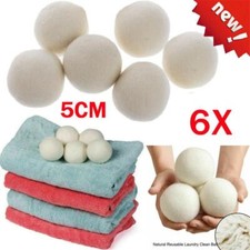 6X Reusable Wool Tumble Dryer Balls Home Natural Laundry Pactical Clean Set 5cm