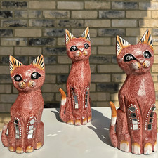 Wooden cat figurine - wooden,