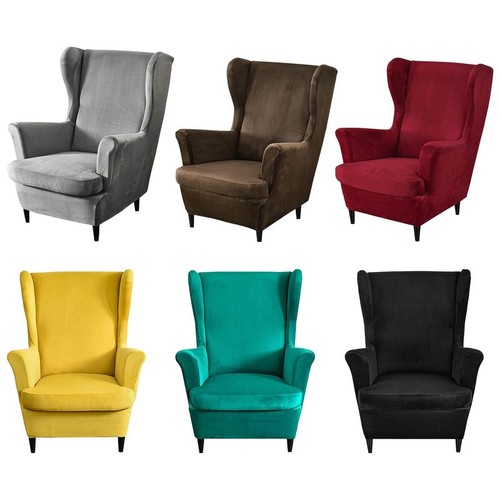 Set velvet wingback chair - of, 2