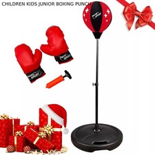 CHILDREN KID JUNIOR BOXING PUNCH BALL BAG FREE STANDING SET WITH MITTS GLOVES UK