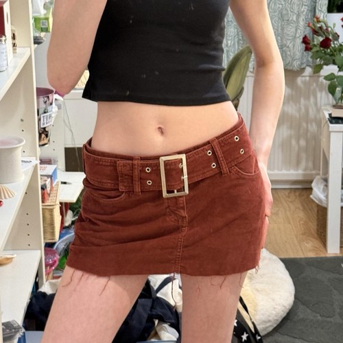 Bdg red corduroy mini skirt - red,