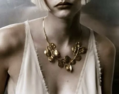 Leaf necklace zara - necklace, gold