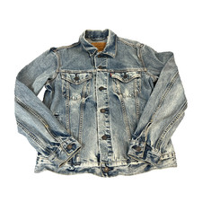Levi's Denim Jacket Western Trucker Workwear Type 3 Big E Medium Light Wash Blue