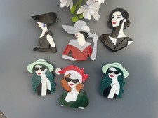 6 Quality Acrylic Brooches