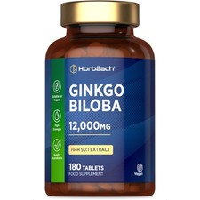 Ginkgo Biloba 12000mg | 180 Vegan Tablets |  By Horbaach