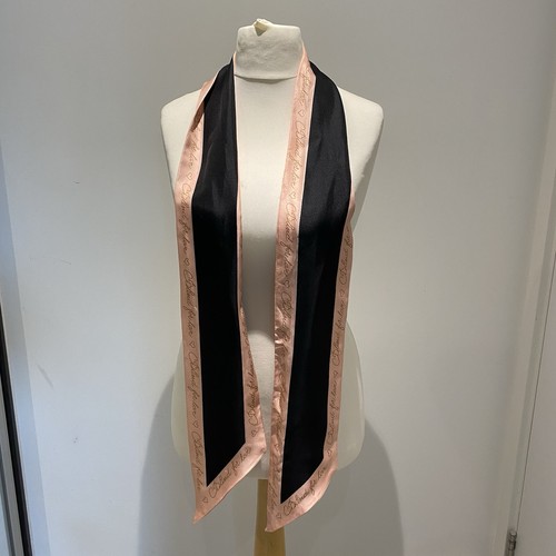 100 silk skinny scarf black - 100%,