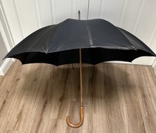S. Fox & Co Vintage Black Umbrella, EJL & Son Ltd Curved Wood Handle Rare Men’s
