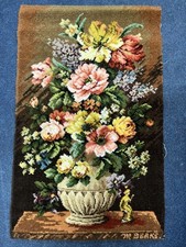 Vintage 1970s Tapestry Rug Wall Hanging – Retro Floral Bouquet Design – Fabulous