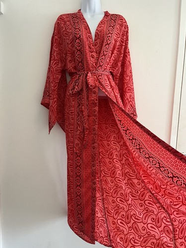 Kimono long gown robe - robe, red