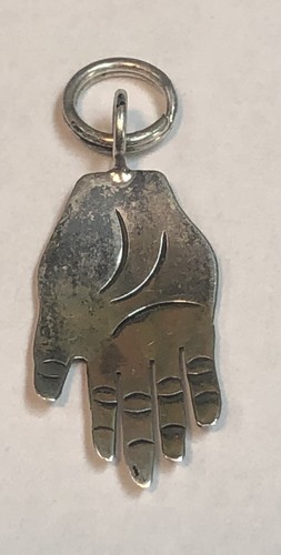 Tiny silver tone open hand - silver,