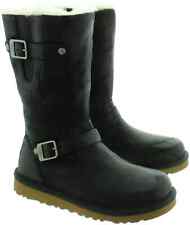 UGG® AUSTRALIA KENSINGTON 1969 BLACK LEATHER ZIP UP BOOTS UK 4 USA 5  EU 35 £240