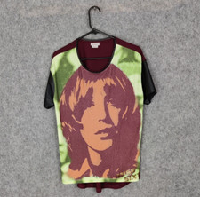 Miss Sixty Top Womens Small Oversized Graphic Face Print Psychedelic 60s 90s Y2K