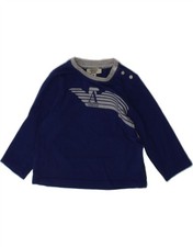 ARMANI BABY Baby Boys Graphic Top Long Sleeve 6-9 Months Navy Blue Classic U219