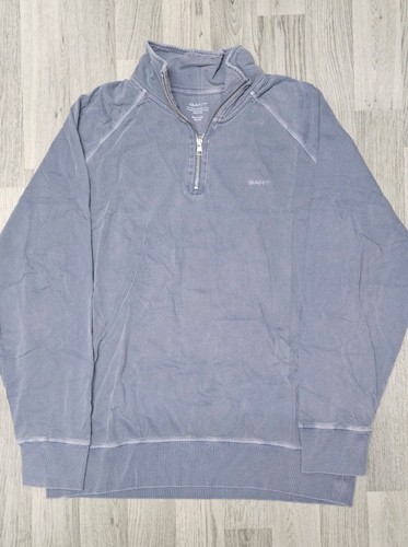 Gant mens zip blue sweater - mens, 1/4