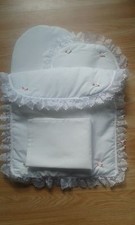Bedding Quilt Pillow Mattress to fit Mamas & Papas Junior Xcel Doll Pram White  