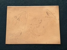Antique / Vintage Signed Engraving / Etching Copper Printing Plate