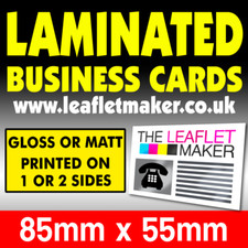 Laminated 350gsm Business Cards printed in Full Colour - 85x55mm - Gloss & Matt